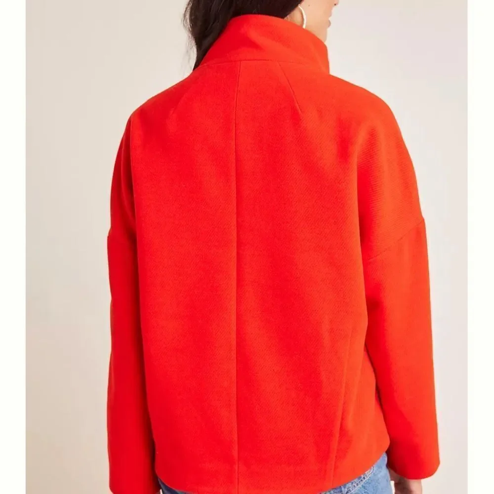 Anthropologie women’s xs Sascha assymetrical button front coat red chic - Picture 11 of 14